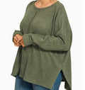 Plus Ribbed Center Seam Dolman Sleeve Top