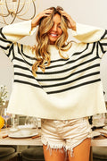Ribbed Hem Stripe Sweater