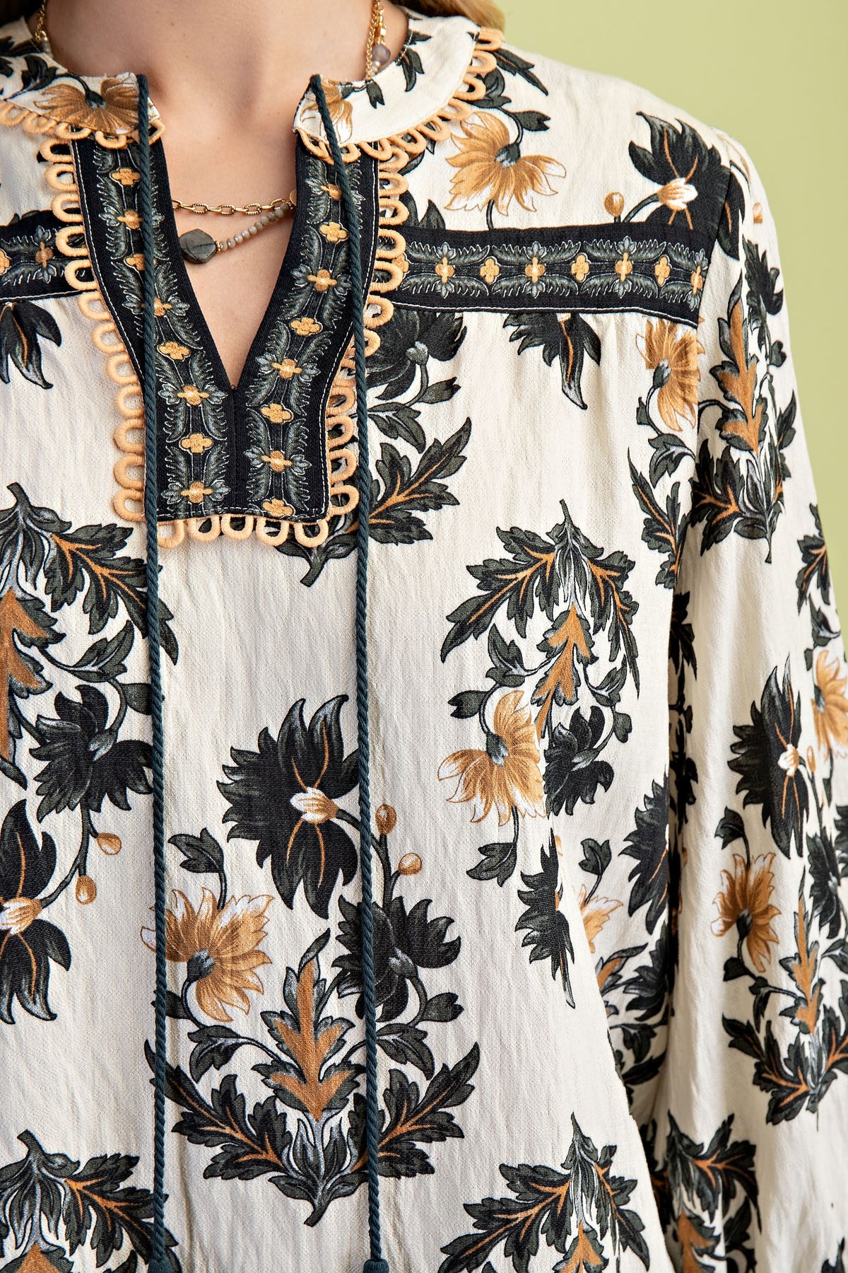 Floral Fall Print 3/4 Length Sleeve Blouse