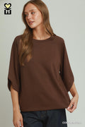 Round Hem Raglan Sleeve Top