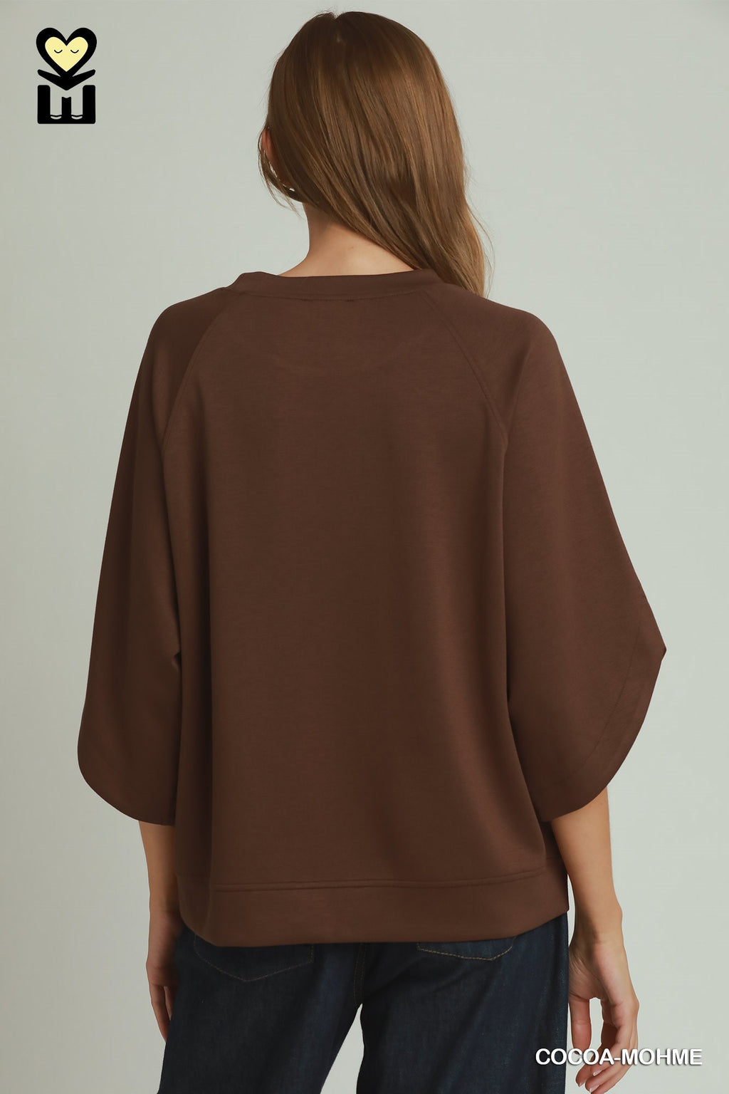 Round Hem Raglan Sleeve Top