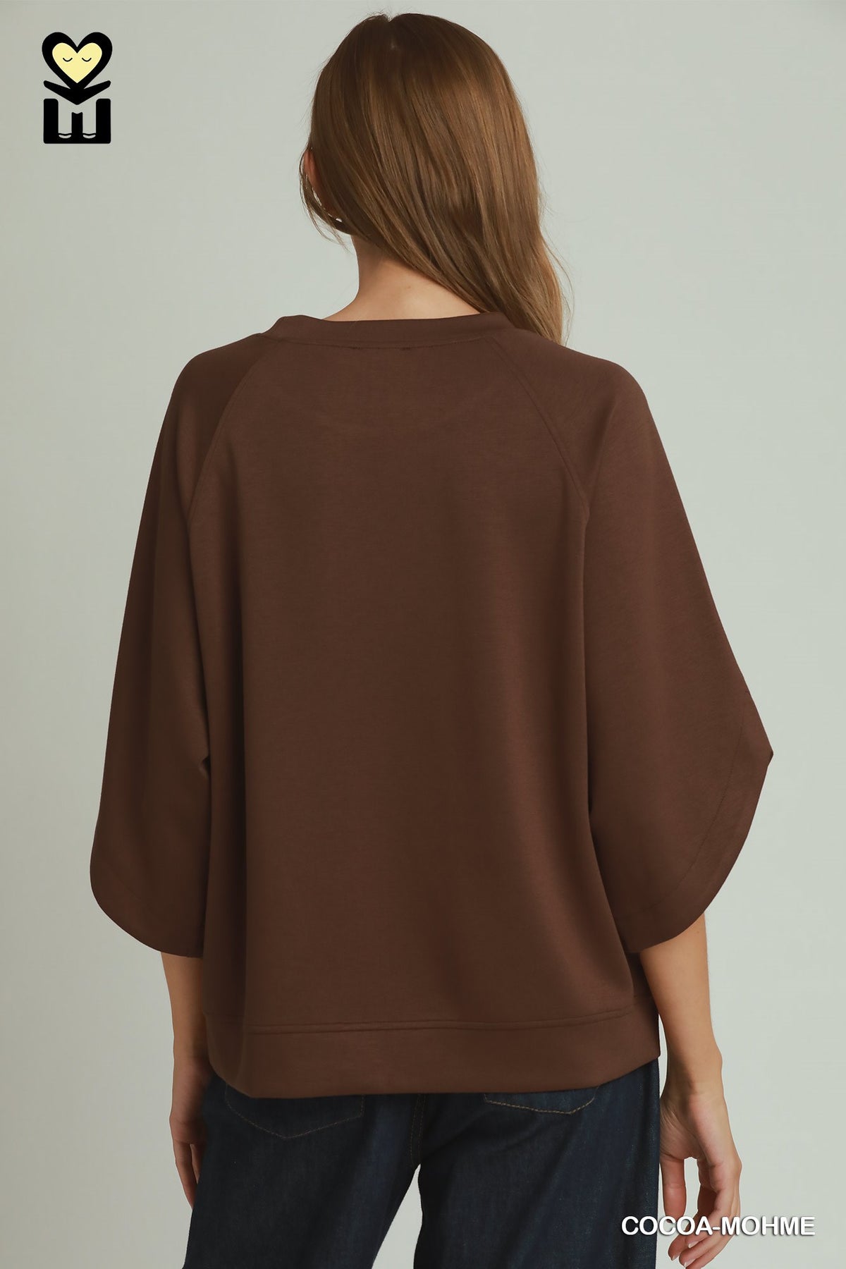 Round Hem Raglan Sleeve Top